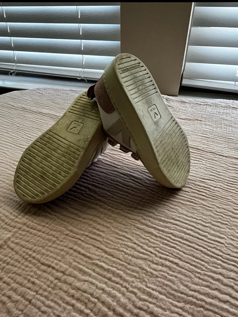Veja Kids Sneakers in Cream, Tan and Rose Gold